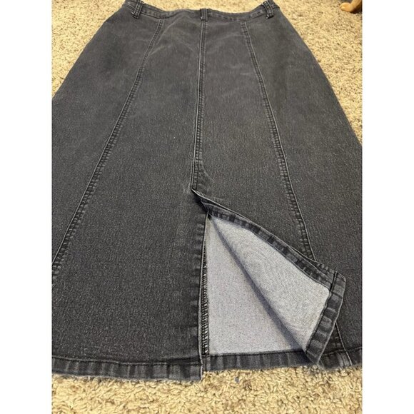 Christopher & Banks Gray Denim Midi Skirt Long Boho Beach Coastal Preppy Sz 10 - Picture 5 of 8